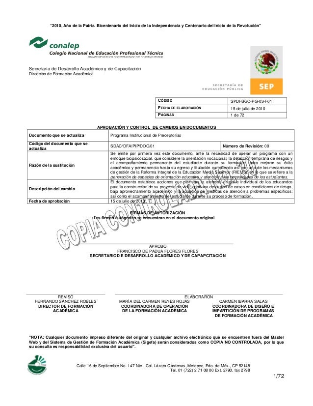 Programa Institucional de Preceptorías CONALEP