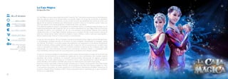 La Caja Mágica
                                  Cirque Du Ciel


      26 y 27 de enero
                                  La Caja Mágica, el nuevo y gran espectáculo del Cirque du Ciel. Trata sobre una joven que, accidentalmente,
                                  abre una caja de música y es transportada a un mundo mágico, en el que las acrobacias se apoderan
            18:00 y 21:00 h       del conjunto del escenario. El diábolo, el pino, el salto mortal y las habilidades de colisión en el aire, son
                                  algunas de las mejores acrobacias que deslumbrarán al público tanto en el escenario central como con
       Auditorio Municipal        los trucos aéreos. Una mezcla poderosa y soñadora de artes y acrobacia.
          Maestro Padilla         Una soberbia puesta en escena, acompañada por excelente música y acrobacias espectaculares, son la
                                  tarjeta de presentación del Cirque du Ciel con su último espectáculo La Caja Mágica. Más de 30 artistas
      nivel A:30 € nivel B: 25€   maravillan al público y lo mantienen en vilo con una actuación sorprendente. Además de la altísima
                                  calidad de la obra, La Caja Mágica también destaca por su carácter híbrido, ya que fusiona músicas de
                                  todo tipo (street dance, ballet, electrónica, batería, música sinfónica y folk) y opta por escenografía y
       Quiosco de Cultura         efectos lumínicos que fusionan el arte oriental con el occidental.
              serviticket
      www.servicaixa.com          Cirque du Ciel se fundó en 1957 en Tianqiao, cuna de las acrobacias chinas. Algunos de los más talentosos
                                  y renombrados acróbatas del país se formaron en esta compañía. Actualmente la compañía cuenta
c      30% niños menores
                                  con más de 150 artistas y su propio equipo de profesores, con espaciosas e innovadoras instalaciones
                                  donde los jóvenes artistas pueden estudiar cada año. Cirque du Ciel se caracteriza por su estilo único
               de 12 años;        y por su naturaleza innovadora. Todas sus funciones combinan la esencia de las acrobacias chinas más
             10% Club del
     espectador (1 entrada        tradicionales con otros elementos actuales como iluminación, vestuario, música y coreografía; todos
                por socio)        estos elementos artísticos hacen de sus producciones un producto único de gran calidad.

                                  Cirque du Ciel ha participado en importantes producciones internacionales a lo largo de los 50 años de
                                  su historia. Las funciones de la compañía han viajado por los cinco continentes y han causado impacto
                                  alrededor del mundo, recibiendo un merecido reconocimiento internacional. En algunas ocasiones
                                  Cirque du Ciel ha sido seleccionada por el Gobierno Chino como representación cultural del país en
                                  visitas oficiales a otros países y también para actuar en celebraciones nacionales importantes.
                                  Entre los premios nacionales e internacionales recibidos por la Tropue, se encuentran The Gold Award
                                  por la France Paris Future Acrobatic Festival por la actuación de Little Girls Playing Diabolo en 1995,
                                  y dos premios nacionales y el primer premio en la 3rd Moscow International Acrobatic Festival por la
                                  actuación: Double Poles Climbing en 2007. Ambas actuaciones fueron aclamadas por su gran expresión
                                  artística y su originalidad.

12                                                                                                                                                 13
 