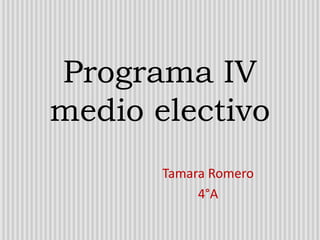 Programa IV
medio electivo
Tamara Romero
4°A
 