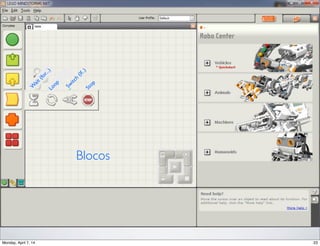 Blocos
W
ait(for...)Loop
Sw
itch
(If..)
Stop
 