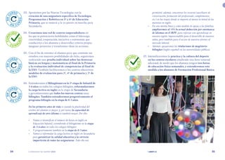 | comunidad de madrid 2021 |
34 35
permitirá, además, concentrar los recursos (auxiliares de
conversación, formación del profesorado, complementos,
etc.) en las etapas donde se imparta al menos la mitad de las
materias en inglés.
•	 En esta misma línea y como medida de apoyo a las familias,
ampliaremos al 15% la actual deducción por enseñanza
de idiomas en el IRPF, para reforzar este aprendizaje en
nuestra región, imprescindible para el desarrollo de nuestros
niños, pero también para el acceso de nuestros jóvenes al
mercado laboral.
•	 Además, apoyaremos las titulaciones de magisterio
bilingües (inglés-español) en las universidades públicas.
	 27.	 Intensificaremos la práctica y la cultura del deporte
en los centros escolares añadiendo una hora semanal
adicional, de modo que los alumnos tengan tres horas
de educación física semanales, y extenderemos esta
medida a los alumnos de Formación Profesional Básica.
	 23.	 Apostamos por las Nuevas Tecnologías con la
creación de una asignatura específica de Tecnología,
Programación y Robótica en 5º y 6º de Educación
Primaria, que se sumará a la ya puesta en marcha para
Secundaria.
	 24.	 Crearemos una red de centros emprendedores en
los que se potenciarán habilidades como el liderazgo,
creatividad, cooperación, iniciativa o autonomía que
conducirán a los alumnos a desarrollar criterio propio,
imaginar proyectos y transformar ideas en acciones.
	 25.	 Con el fin de orientar al alumno para que continúe sus
estudios con mayores posibilidades de éxito, seguiremos
realizando una prueba individual sobre las destrezas
básicas en lengua y matemáticas al final de la Primaria
y la evaluación individual de competencias al final de
la ESO. También facilitaremos a los centros educativos
modelos de evaluación para 2º, 4º de primaria y 2º de
la ESO.
	 26.	 Extenderemos el Bilingüismo en la 2ª etapa de Infantil de
3-6 años en todos los colegios bilingües, reformularemos
la carga lectiva en inglés en la etapa de Secundaria;
y garantizaremos que todos los nuevos centros sean
bilingües. También extenderemos progresivamente el
programa bilingüe en la etapa de 0-3 años.
En los primeros años de vida es cuando la plasticidad del
cerebro del alumno es mayor y, por tanto, la capacidad de
aprendizaje de otro idioma es también mayor. Por ello:
•	 Vamos a intensificar el número de horas en inglés en
Educación Infantil, extendiendo el bilingüismo en la etapa
de 3-6 años en todos los colegios bilingües
•	 Y progresivamente también en la etapa de 0-3 años.
•	 Vamos a reformular la carga lectiva en inglés en Secundaria
para garantizar la calidad educativa y la correcta
impartición de todas las asignaturas. Todo ello nos
E
N
C
URSO
E N C U
R
S
O
E
N
C
URSO
E N C U
R
S
O
E
N
C
URSO
E N C U
R
S
O
C
U
M
P
LIDO
C U M P
L
I
D
O
C
U
M
P
LIDO
C U M P
L
I
D
O
 