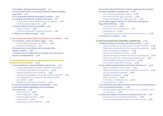 D. Una Administración Pública moderna, regida por los principios
de responsabilidad y transparencia _ p.123
_ Con nuestros empleados públicos _ p.123
_ Una administración ágil y accesible _ p.125
_ Nuevas tecnologías en la Administración _ p.127
E. Una región segura y aliada con las Fuerzas y Cuerpos de
Seguridad del Estado _ p.129
_ Con las víctimas _ p.130
_ Protección Civil y Emergencias _ p.131
_ Seguridad vial _ p.132
_ Seguridad en los espectáculos y actividades de ocio _ p.133
F. Modernizar la Justicia _ p.133
6. Una Comunidad más sostenible y equilibrada _ p.136
A. Medio Ambiente, el momento de actuar es ahora _ p.137
_ Comprometidos en la lucha contra el cambio climático _ p.138
_ Mejora de la calidad del aire, por la salud de las personas _ p.139
_ Liderar la transición energética _ p.139
_ Hacia una movilidad sostenible _ p.140
_ Reciclamos nuestro modelo hacia una economía circular _ p.141
_ Mayor protección de nuestros Espacios Naturales _ p.141
_ Biodiversidad como garantía de futuro _ p.142
_ Comunidad amiga de los animales _ p.143
B. Una red de transporte líder en el ámbito internacional _ p.144
_ Bajamos todavía más las tarifas _ p.145
_ Mejores frecuencias, más líneas y supresión de barreras _ p.145
_ Por una movilidad sostenible _ p.146
_ Medidas tecnológicas _ p.148
_ Metro de Madrid _ p.149
_ Carreteras e infraestructuras _ p.150
_ Seguridad Vial _ p.153
C. Un urbanismo que sepa armonizar la protección medioambiental
con el crecimiento económico _ p.154
_ Nuestro objetivo: garantizar el acceso a una vivienda a todos
los madrileños _ p.156
D. Libres para elegir el municipio en el que queremos vivir p.159
_ Inversiones en los municipios madrileños _ p.159
_ Contra el despoblamiento de los municipios rurales _ p.161
C. El empleo, siempre nuestra prioridad _ p.71
D. La Economía Social, una fuente de oportunidades de empleo
para todos _ p.74
E. Por la igualdad efectiva de mujeres y hombres _ p.76
F. La práctica del deporte, un derecho de todos _ p.77
_ El deportista; clubes, federaciones y competición _ p.81
_ Infraestructuras deportivas _ p.82
G. Madrid, destino turístico de calidad _ p.82
_ Turismo cultural _ p.84
_ Promoción del turismo regional y nacional _ p.84
H. Madrid, una región europea _ p.85
4. Una Comunidad enfocada a las familias y a la infancia _ p.88
A. Las familias, centro de nuestra región _ p.89
_ Una fiscalidad justa para las familias _ p.89
_ Apoyo a la maternidad _ p.91
B. Avanzando en la conciliación de la vida personal,
familiar y laboral _ p.94
C. Madrid sí es una región para los mayores y las personas en
situación de dependencia _ p.96
5. Una Comunidad cercana y segura gracias a los servicios
públicos más avanzados. _ p.100
A. Una sanidad a la cabeza de España y de Europa _ p.101
_ Una sanidad pública universal, innovadora, altamente
cualificada y centrada en las personas _ p.102
_ Nuevas infraestructuras sanitarias _ p.107
_ Las nuevas tecnologías al servicio de la sanidad madrileña _ p.113
_ La investigación y la innovación aplicadas al ámbito
de la Salud _ p.115
_ Modernizar la Farmacia madrileña _ p.115
B. Una Comunidad con todas las capacidades _ p.115
C. Servicios sociales adaptados a las necesidades
de las personas _ p.118
_ Inclusión social _ p.120
_ Plena integración _ p.121
_ Contra la discriminación _ p.122
_ Voluntariado _ p.122
_ Cooperación para el desarrollo _ p.122
 