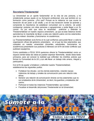 Programa Lista B "Convergencia" /// FEUV Santiago 2016