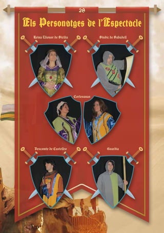 28
Els Personatges de l’Espectacle
Reina Elionor de Sícilia
Vescomte de Castellro
Síndic de Sabadell
Cortesanas
Guardia
 