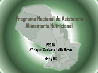 Programa Nacional de Asistencia
    Alimentaria Nutricional


                  PROAN
      XV Region Sanitaria - Villa Hayes

                 MSP y BS
 