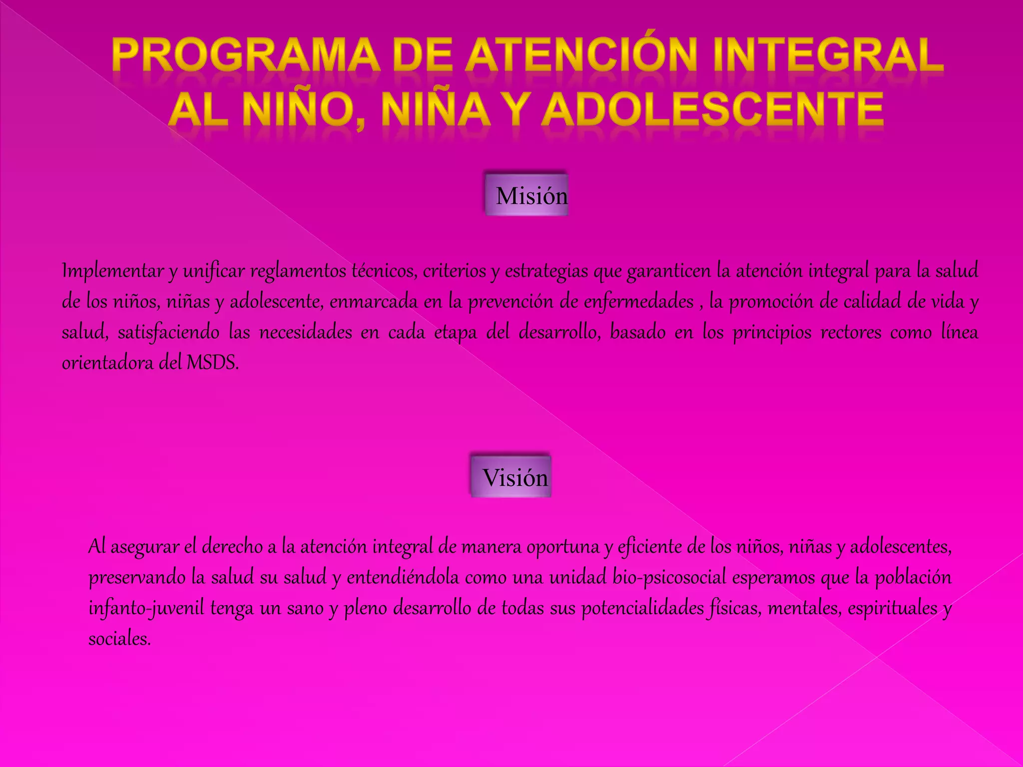 Programa nacional de atencion integral del niño, niña y adolescente ...