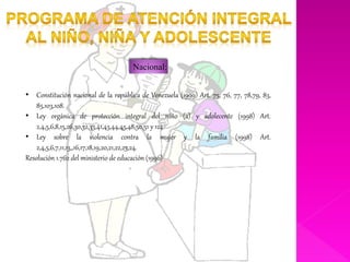 Programa nacional de atencion integral del niño, niña y adolescente | PPTX