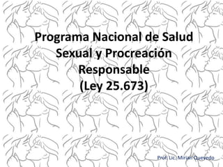 Programa Nacional de Salud
   Sexual y Procreación
       Responsable
       (Ley 25.673)




                    Prof. Lic. Mirian Quevedo
 