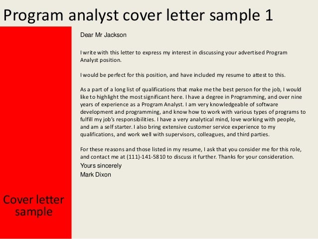 Program Analyst Cover Letter