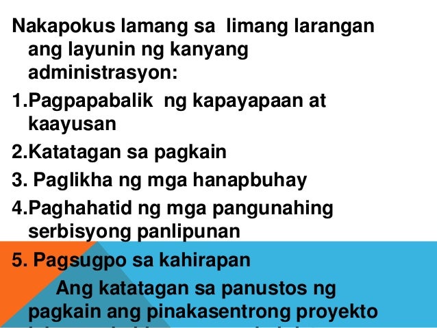 Programa At Patakaran Ni Estrada At Corazon Aquino