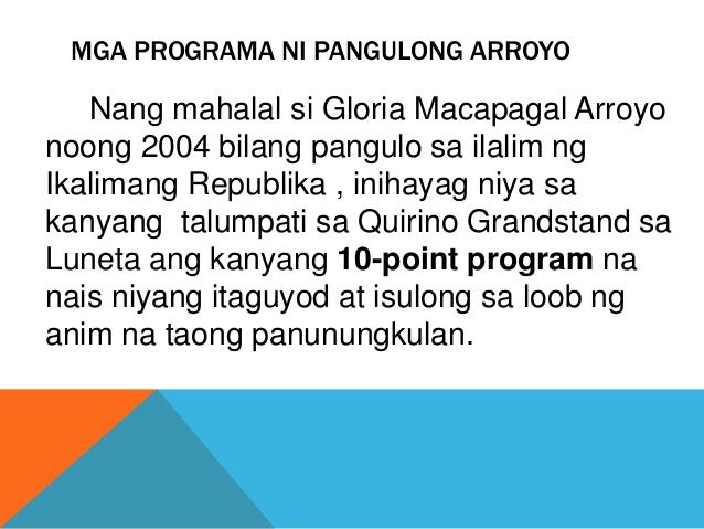 Layunin Ng Pagsasalita Ni Pangulong Arroyo