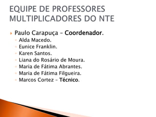    Paulo Carapuça – Coordenador.
    ◦   Alda Macedo.
    ◦   Eunice Franklin.
    ◦   Karen Santos.
    ◦   Liana do Rosário de Moura.
    ◦   Maria de Fátima Abrantes.
    ◦   Maria de Fátima Filgueira.
    ◦   Marcos Cortez – Técnico.
 