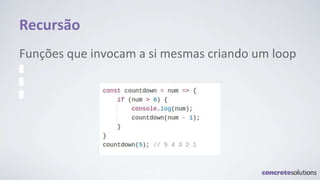 Recursão
Funções que invocam a si mesmas criando um loop
 