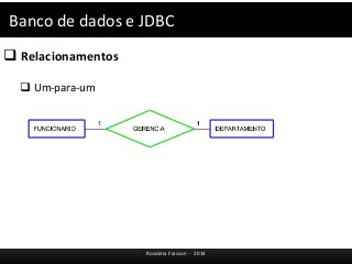 Banco de dados e JDBC 
Rosicléia Frasson - 2014 
 Relacionamentos 
 Um-para-um 
 
