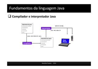 Fundamentos da linguagem Java 
 Compilador e interpretador Java 
Rosicléia Frasson - 2014 
 