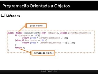 Programação Orientada a Objetos 
 Métodos 
Rosicléia Frasson - 2014 
 
