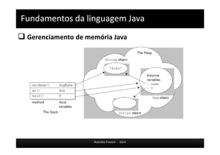 Fundamentos da linguagem Java 
 Gerenciamento de memória Java 
Rosicléia Frasson - 2014 
 