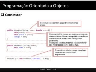 Programação Orientada a Objetos 
 Construtor 
Rosicléia Frasson - 2014 
(p1.equals(p)) 
p.toString(); 
 