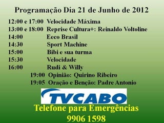 Programação dia 21 de junho