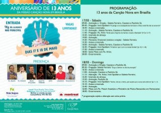 Programação dos 13 anos da Canção Nova em Brasília