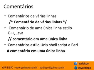 ConvençõesA convenção do PHP é que o caractere underscoreé usado para simular o espaçoem nomes de variáveis:Por exemplo:    $numero_de_arquivos = 3;