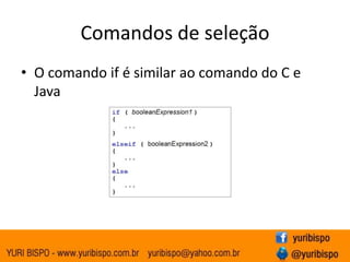 OperadoresOs operadores aritméticos usuais são +, -, *, e /Observe que / é sempre uma operador de divisão para ponto flutuantePara divisão inteira utilize (int)($a/$b)O operador resto (mod) é %.O operador de atribuição é =.Os operadores ++, --, +=, -=, *= estão disponíveis também.