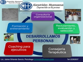 Lic. Jaime Orlando García. Psicólogo jaimegar@tutopia.com Tel 22262037
 