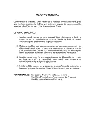 Programa pastoral juvenil vocacional | DOC