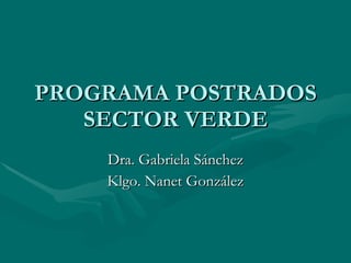 PROGRAMA POSTRADOS SECTOR VERDE Dra. Gabriela Sánchez Klgo. Nanet González 