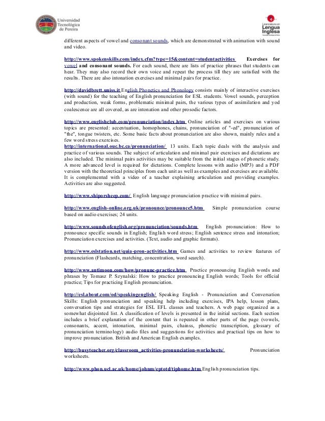 PRONUNCIATION II SYLLABUS