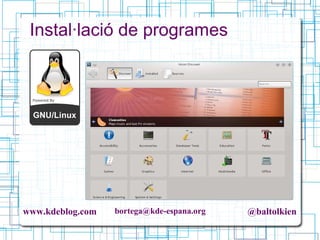 www.kdeblog.com bortega@kde-espana.org @baltolkien
Instal·lació de programes
 