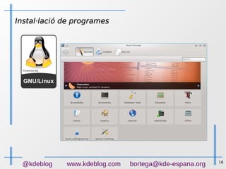 16
@kdeblog www.kdeblog.com bortega@kde-espana.org
Instal·lació de programesInstal·lació de programes
 