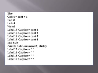 MENU DE PROGRAMACION EN VISUAL BASIC | PPTX