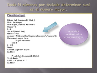 MENU DE PROGRAMACION EN VISUAL BASIC | PPTX