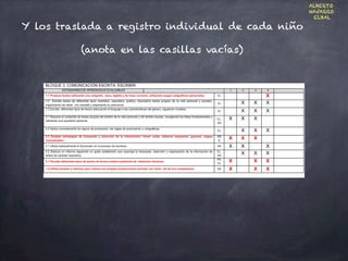 Y los traslada a registro individual de cada niño
(anota en las casillas vacías)
ALBERTO
NAVARRO
ELBAL
 