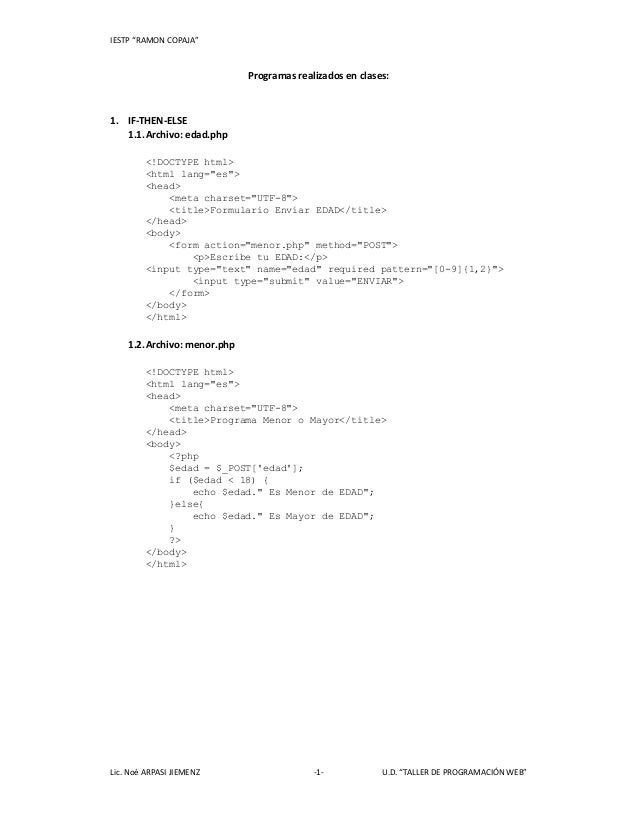 Programas De Php Realizados En Clase Programas De Php Realizados En Clase