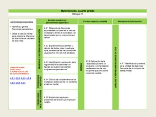 Matemáticas. Cuarto grado
Bloque V
 