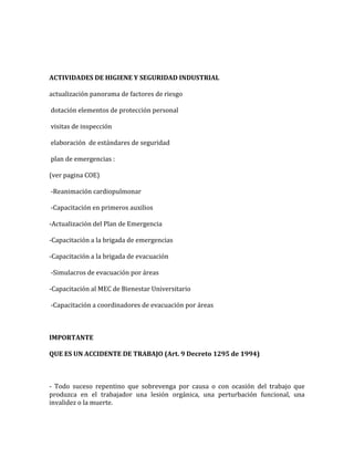 Programa salud ocupacional