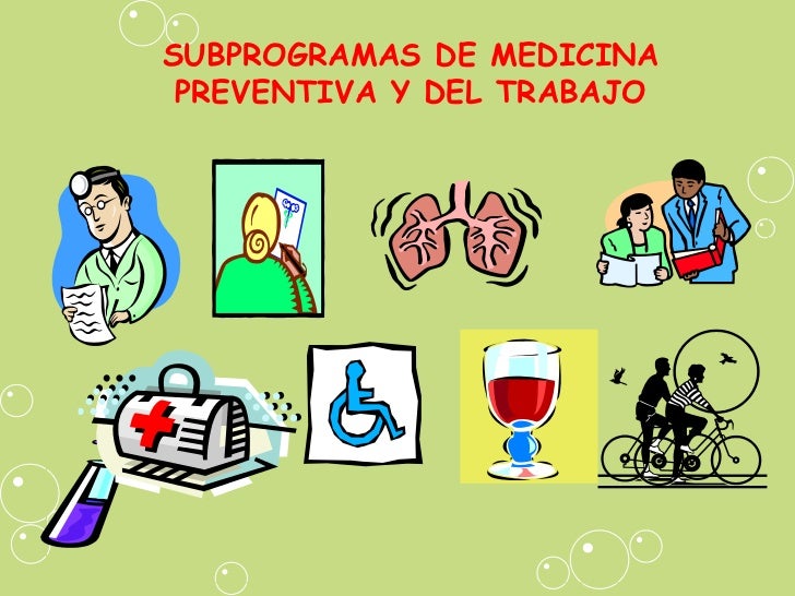 Resultado de imagen para · Subprograma de Medicina Preventiva y del Trabajo imagen