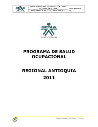 Programa salud ocupacional sena regional antioquia   2011[1]