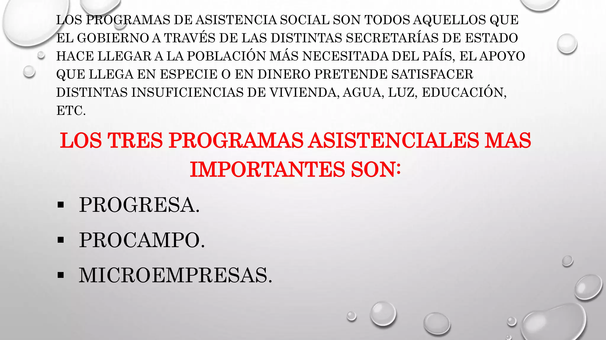 Programas asistenciales | PPTX
