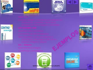 Aspel COI.-
procesa, integra y mantiene actualizada la i
nformación contable y fiscal de la
empresa en forma segura y confiable
SAP BUSSINES ONE
diseñado para empresas
con menos de 250 empleados
Que requieren un acceso rápido a
información del negocio de forma
precisa, integral y segura
SAI .- Sistema
Administrativo Integral
CONTPAQi Contabilidad
MARISCAL AGAMA YESSICA GRUPO:
202 AO
11
 