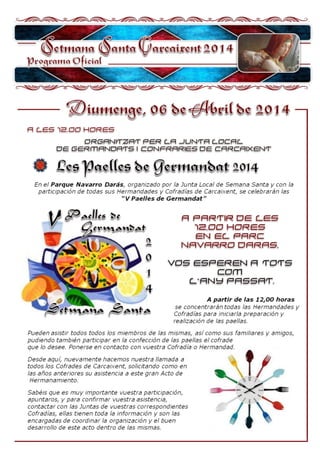 Programa Semana Santa Carcaixent 2014