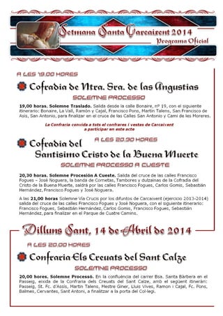 Programa Semana Santa Carcaixent 2014