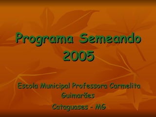 Programa Semeando 2005 Escola Municipal Professora Carmelita Guimarães  Cataguases - MG 
