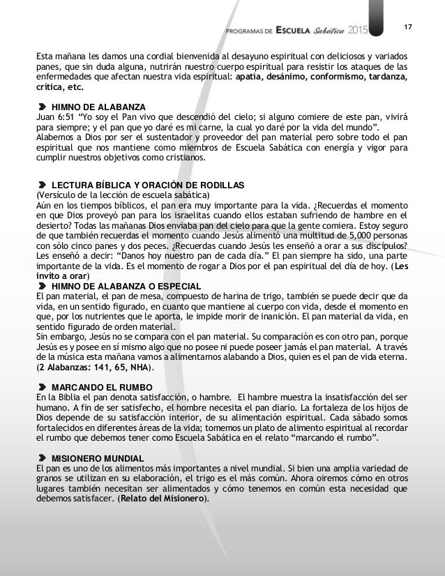 Programas de Escuela Sabática 2015