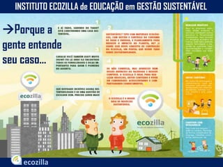 Porque a
gente entende
seu caso...
INSTITUTO ECOZILLA de EDUCAÇÃO em GESTÃO SUSTENTÁVEL
 