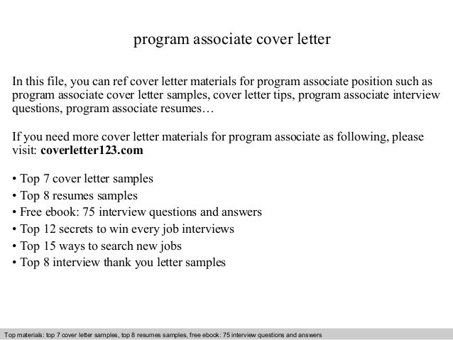 program associate cover letter program associate cover letter