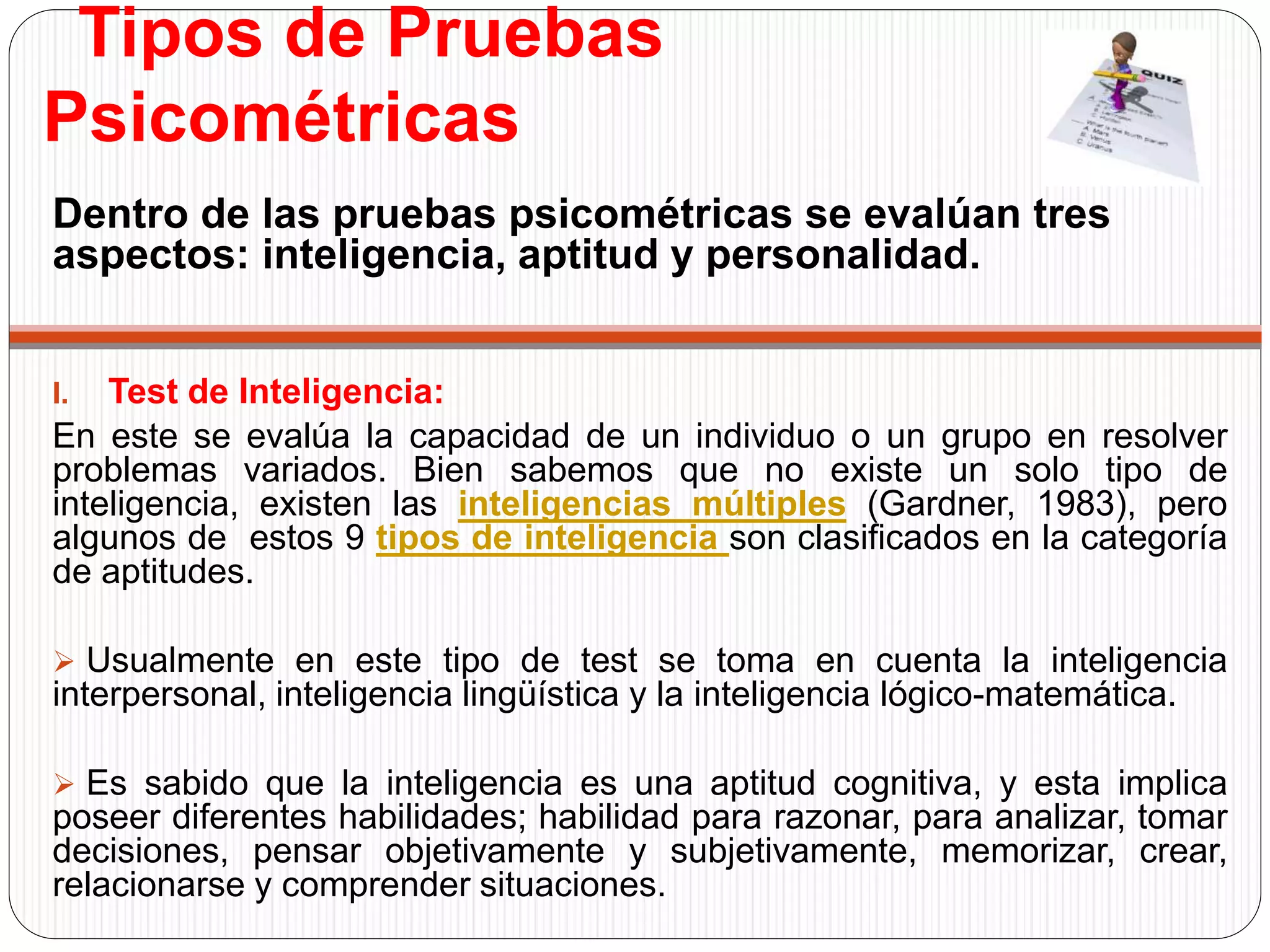Técnicas de EVALUACIÓN PSICOMÉTRICA Y PROYECTIVA.ppt