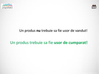 Un produs nu trebuie sa fie usor de vandut!


Un produs trebuie sa fie usor de cumparat!
 
